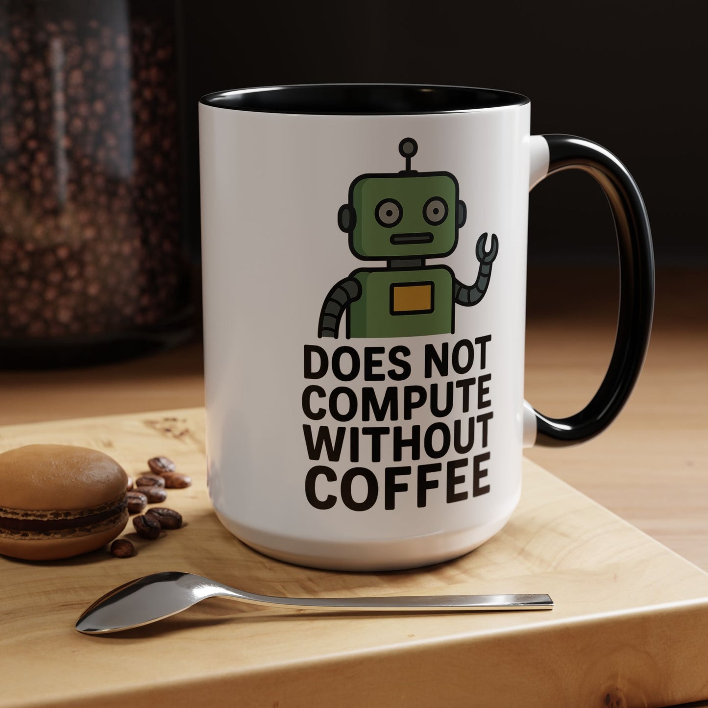 Funny Robot Coffee Mug | Does Not Compute Without Coffee | Gift for Tech Lovers, Office Humor, Geeky Kitchen Decor