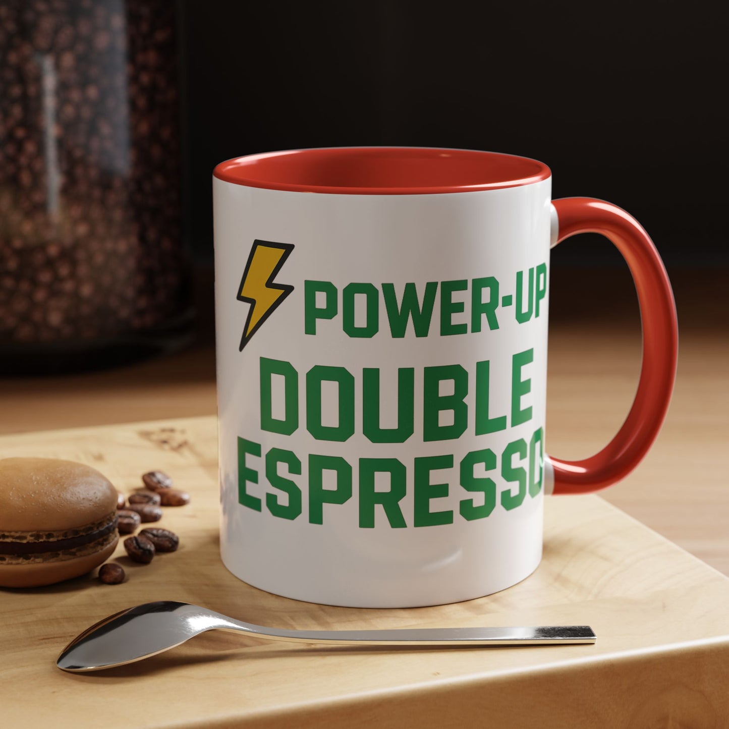 Power-Up Double Espresso Coffee Mug | Energizing Drinkware for Coffee Lovers, Gift for Baristas, Morning Motivation, Kitchen Decor