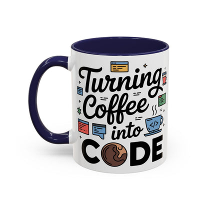 Turning Coffee into Code Mug, Programmer Gift, Coffee Lovers Cup, Tech Humor, Office Decor, Geeky Coffee Mug