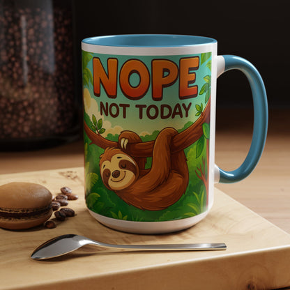 Sloth Nope Not Today-Themed Coffee Mug, Humorous Accent Mug for Animal Lovers, Perfect for Birthdays
