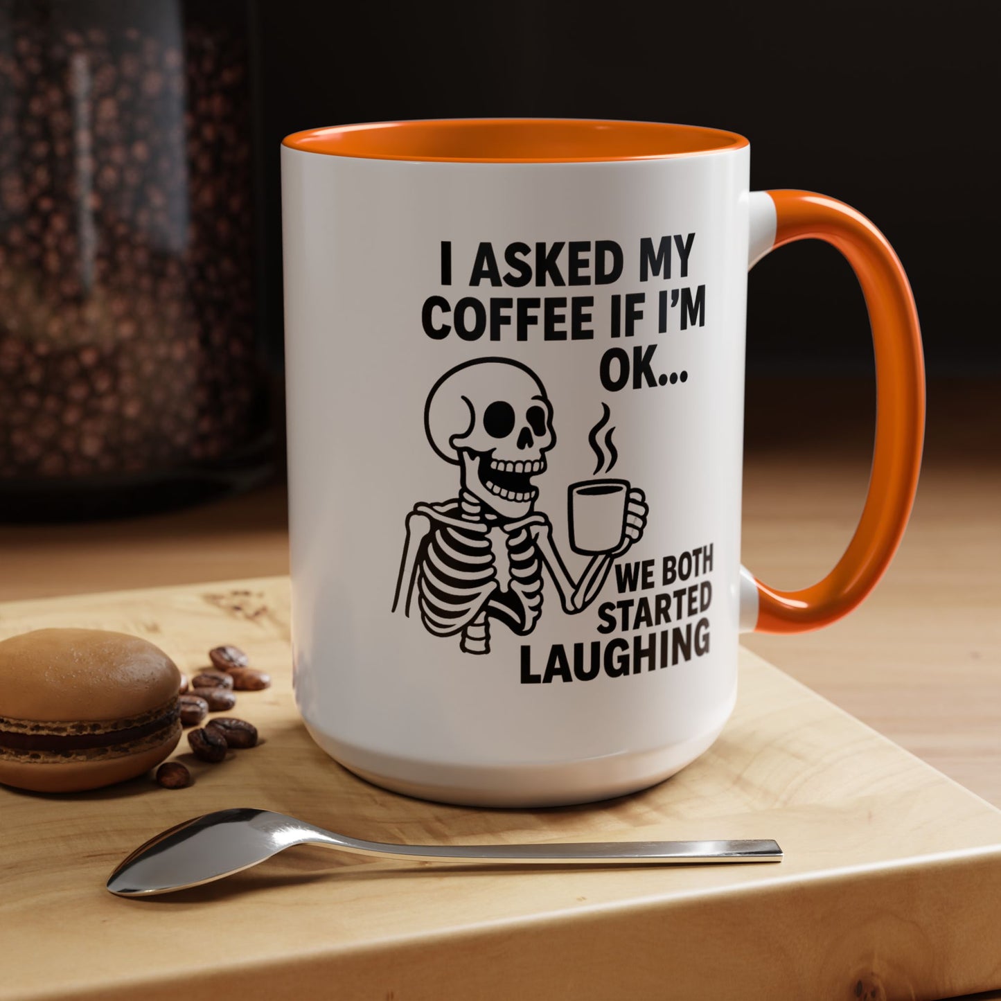 Funny Skeleton Coffee Mug, Halloween Gift, Cute Skeleton Amor, Office Mug, Day of the Dead Coffee Cup