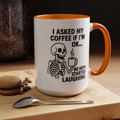 Funny Skeleton Coffee Mug, Halloween Gift, Cute Skeleton Amor, Office Mug, Day of the Dead Coffee Cup