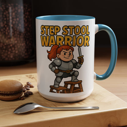 Step Stool Warrior Coffee Mug - Fun Gift for Kids, Unique Kitchenware, Playful Drinkware, Parenting Humor, Kids' Motivation