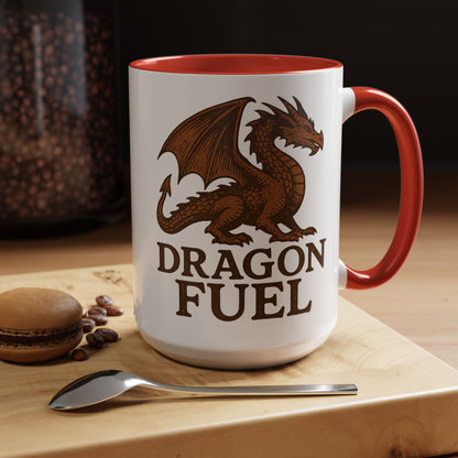 Dragon Fuel Coffee Mug - 11/15oz, Fantasy Gift for Gamers, Unique Dragon Lover's Cup, Dungeons & Dragons Drinkware, Gift for Wizards
