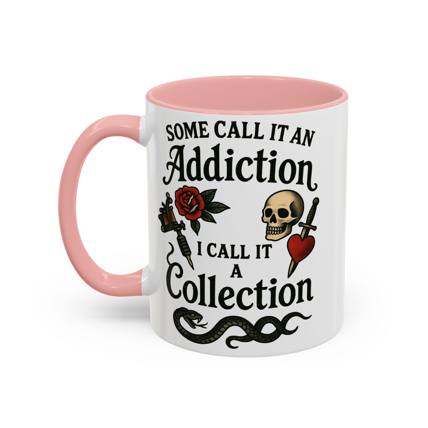 Tattoo Addiction Coffee Mug - Unique Gift, Skulls & Roses Design, Perfect for Collectors, Gothic Decor