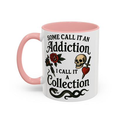 Tattoo Addiction Coffee Mug - Unique Gift, Skulls & Roses Design, Perfect for Collectors, Gothic Decor