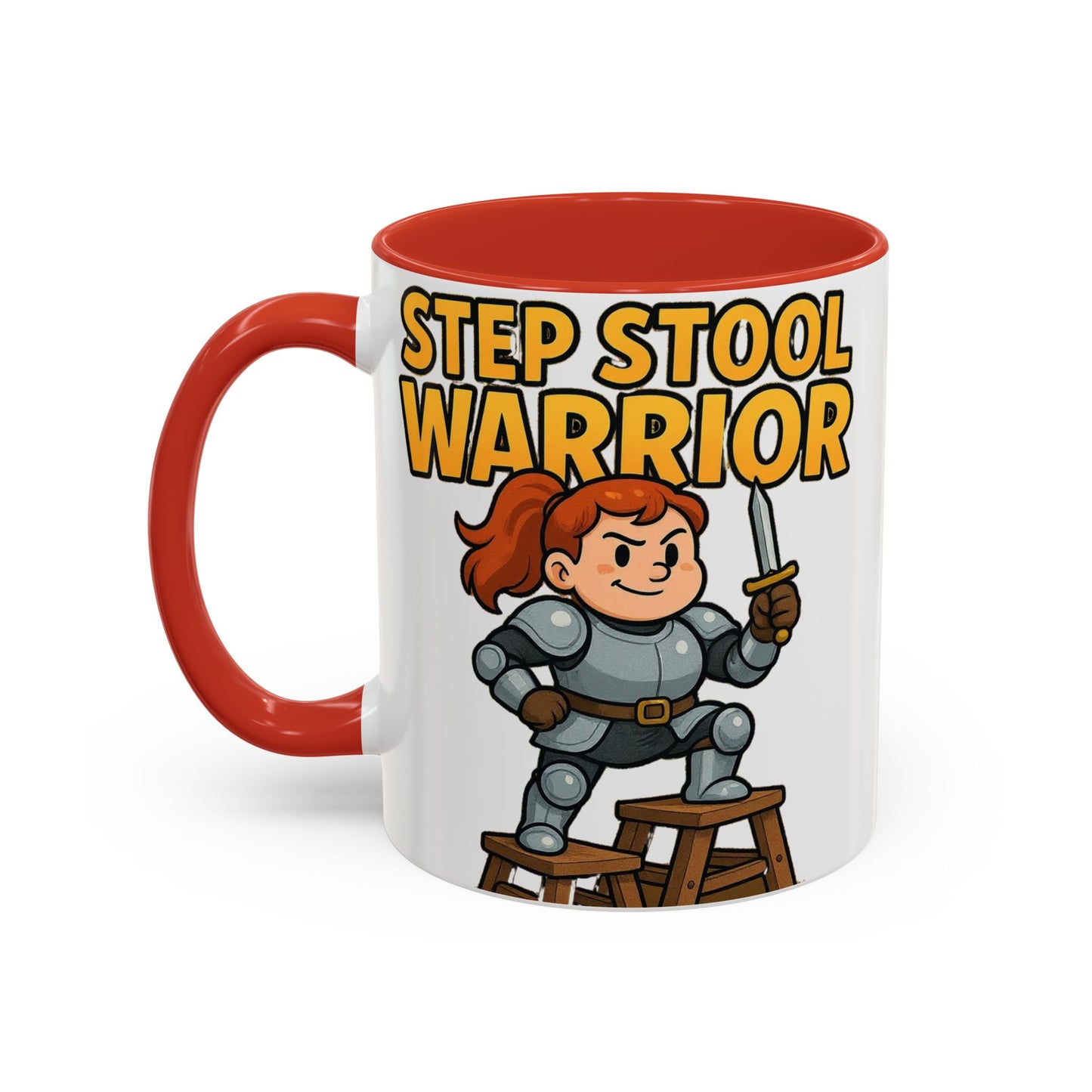 Step Stool Warrior Coffee Mug - Fun Gift for Kids, Unique Kitchenware, Playful Drinkware, Parenting Humor, Kids' Motivation