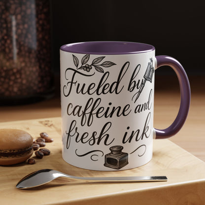 Fueled by Caffeine and Fresh Ink - Gift for Tattoo Enthusiast and Artist, 11oz & 15oz