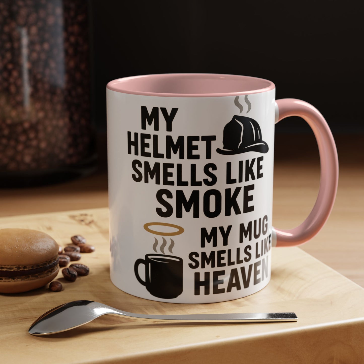 My Helmet Smells Like Smoke My Coffee Smells Like Heven -Funny Gift for Coffee Lovers, Firefighters