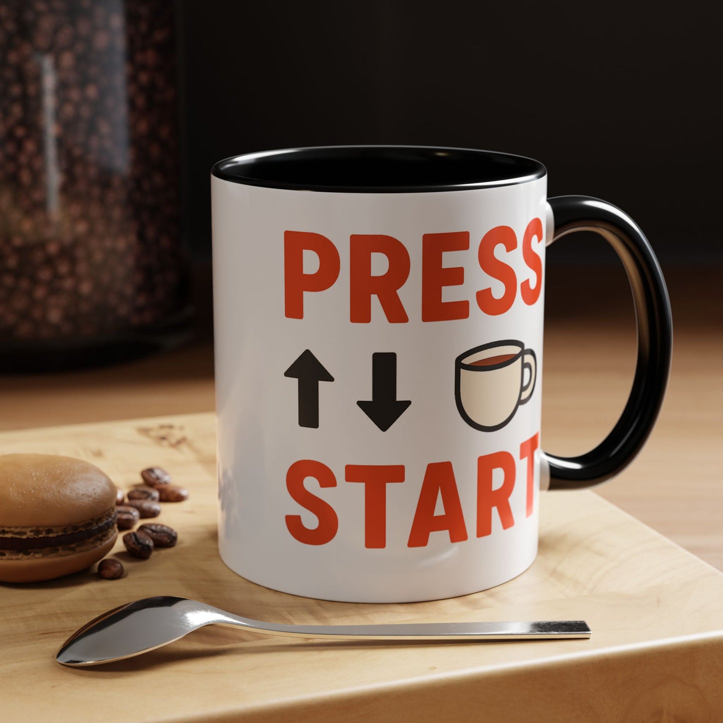 Press Start Retro Gamer Design, Fun Gifts for Gamers, Office Essentials, Tea Lovers, Unique Home Decor
