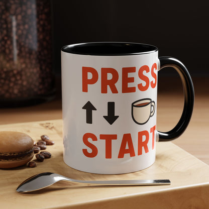 Press Start Retro Gamer Design, Fun Gifts for Gamers, Office Essentials, Tea Lovers, Unique Home Decor