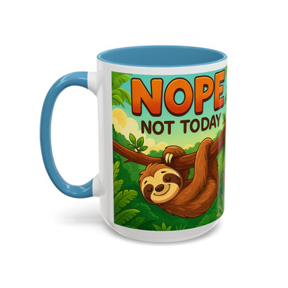 Sloth Nope Not Today-Themed Coffee Mug, Humorous Accent Mug for Animal Lovers, Perfect for Birthdays