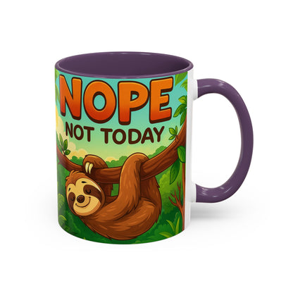 Sloth Nope Not Today-Themed Coffee Mug, Humorous Accent Mug for Animal Lovers, Perfect for Birthdays