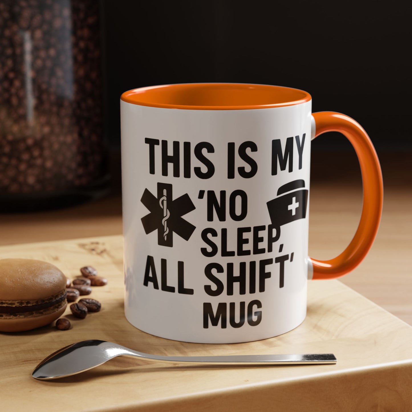 This Is My No Sleep All Shift Mug, Gift for Healthcare Workers, Black Accent Mug, Funny Nursing Gift