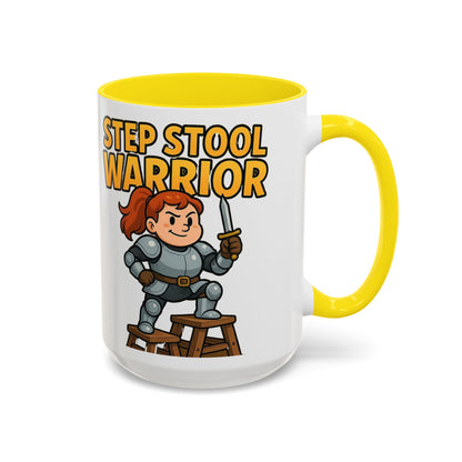 Step Stool Warrior Coffee Mug - Fun Gift for Kids, Unique Kitchenware, Playful Drinkware, Parenting Humor, Kids' Motivation
