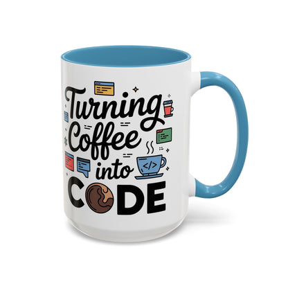 Turning Coffee into Code Mug, Programmer Gift, Coffee Lovers Cup, Tech Humor, Office Decor, Geeky Coffee Mug