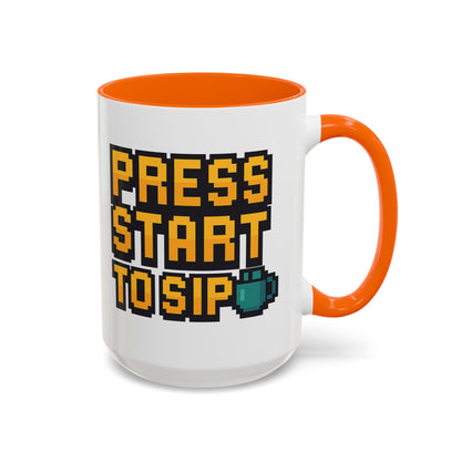 Gamer Coffee Mug, Press Start To Sip, Video Game Gift, Fun Kitchenware, Gaming Decor, Retro Style Mug