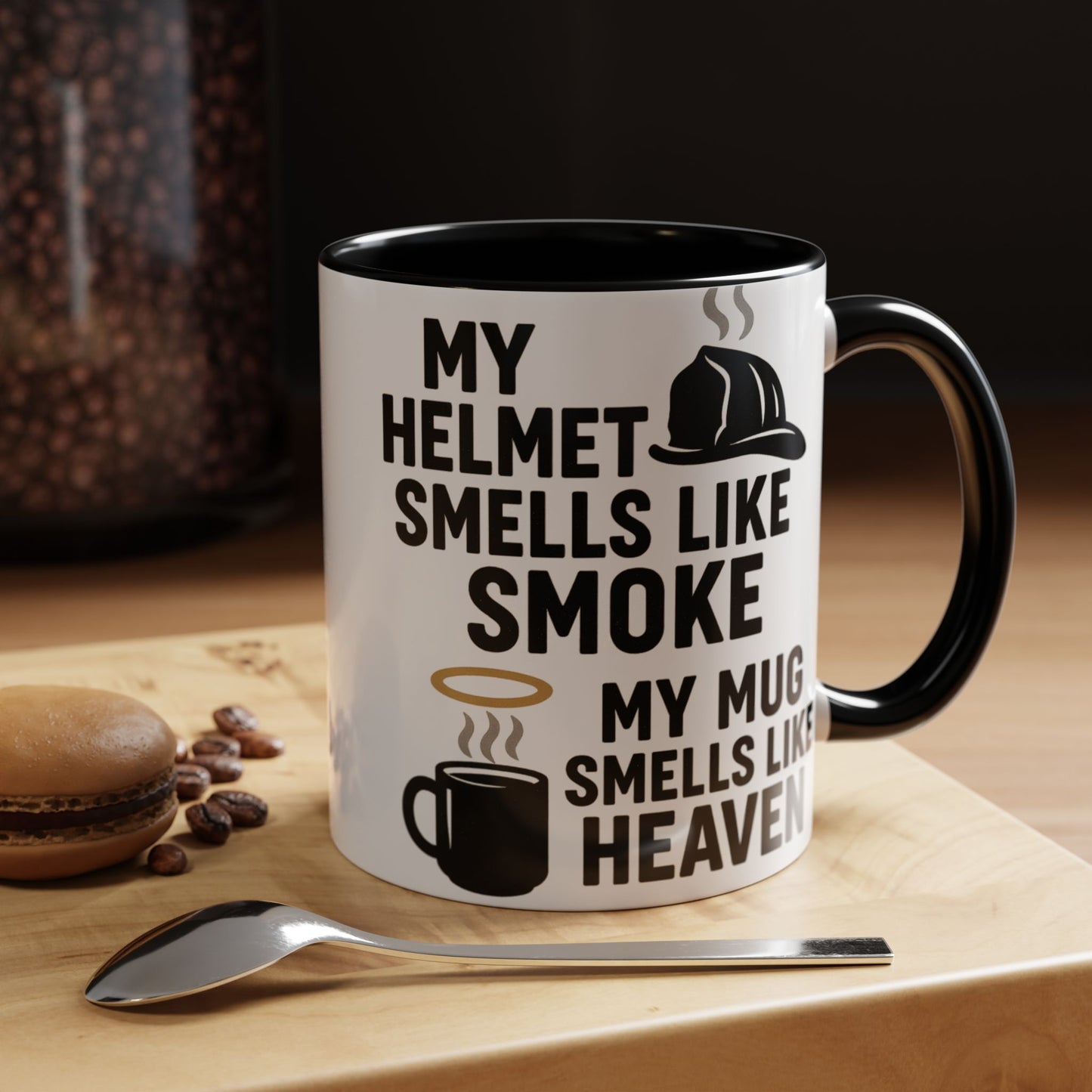 My Helmet Smells Like Smoke My Coffee Smells Like Heven -Funny Gift for Coffee Lovers, Firefighters