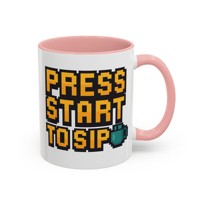 Gamer Coffee Mug, Press Start To Sip, Video Game Gift, Fun Kitchenware, Gaming Decor, Retro Style Mug