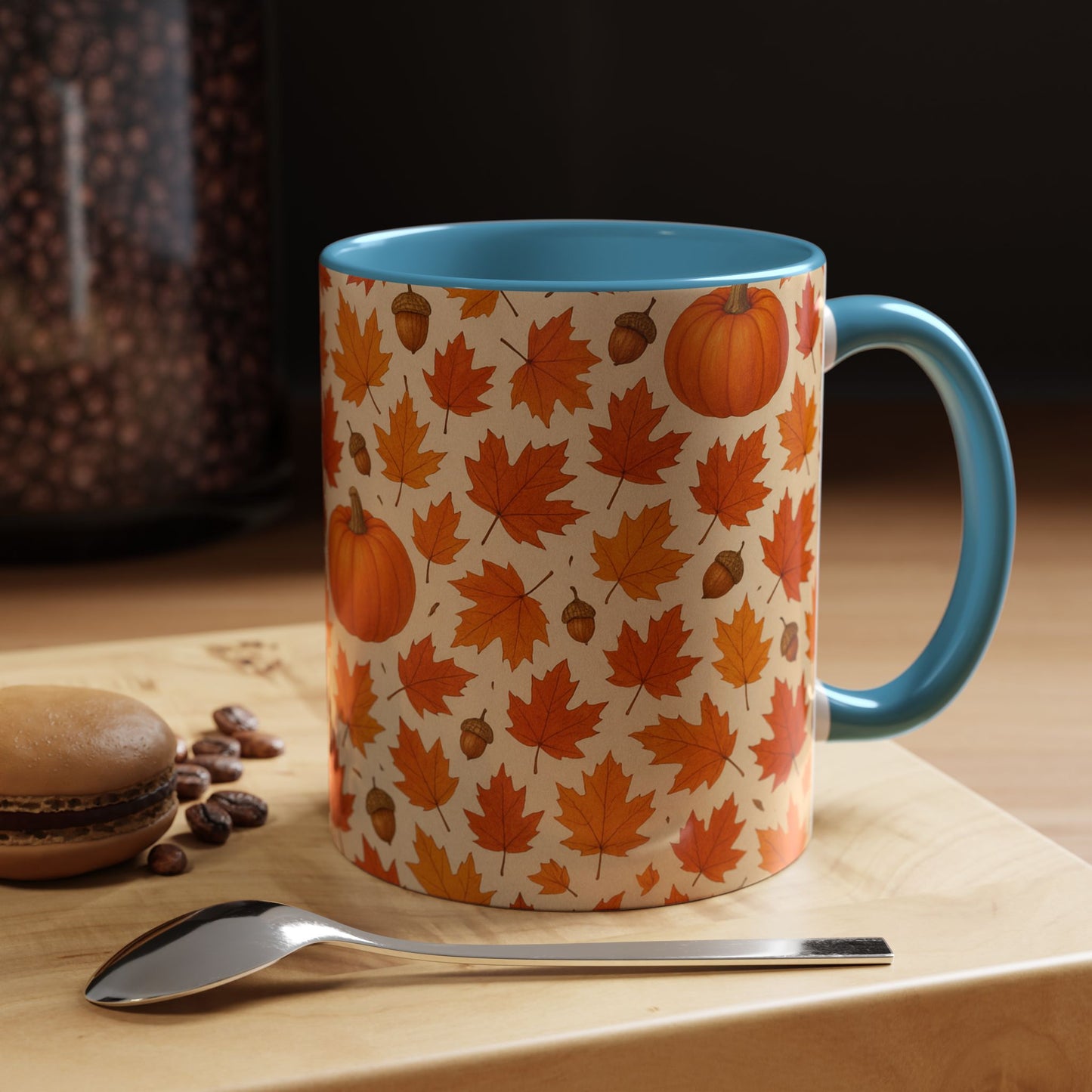 Autumn Leaves Coffee Mug, Pumpkin Mug, Fall Decor, Seasonal Gift, Nature Lover Mug, Cozy Kitchenware
