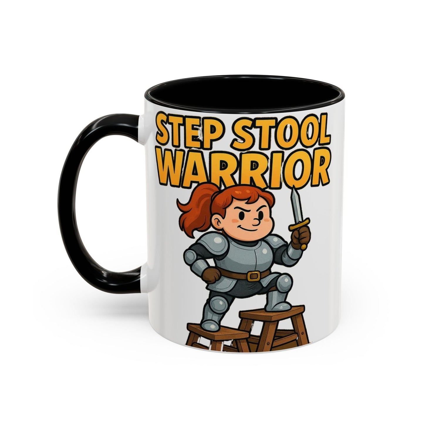 Step Stool Warrior Coffee Mug - Fun Gift for Kids, Unique Kitchenware, Playful Drinkware, Parenting Humor, Kids' Motivation