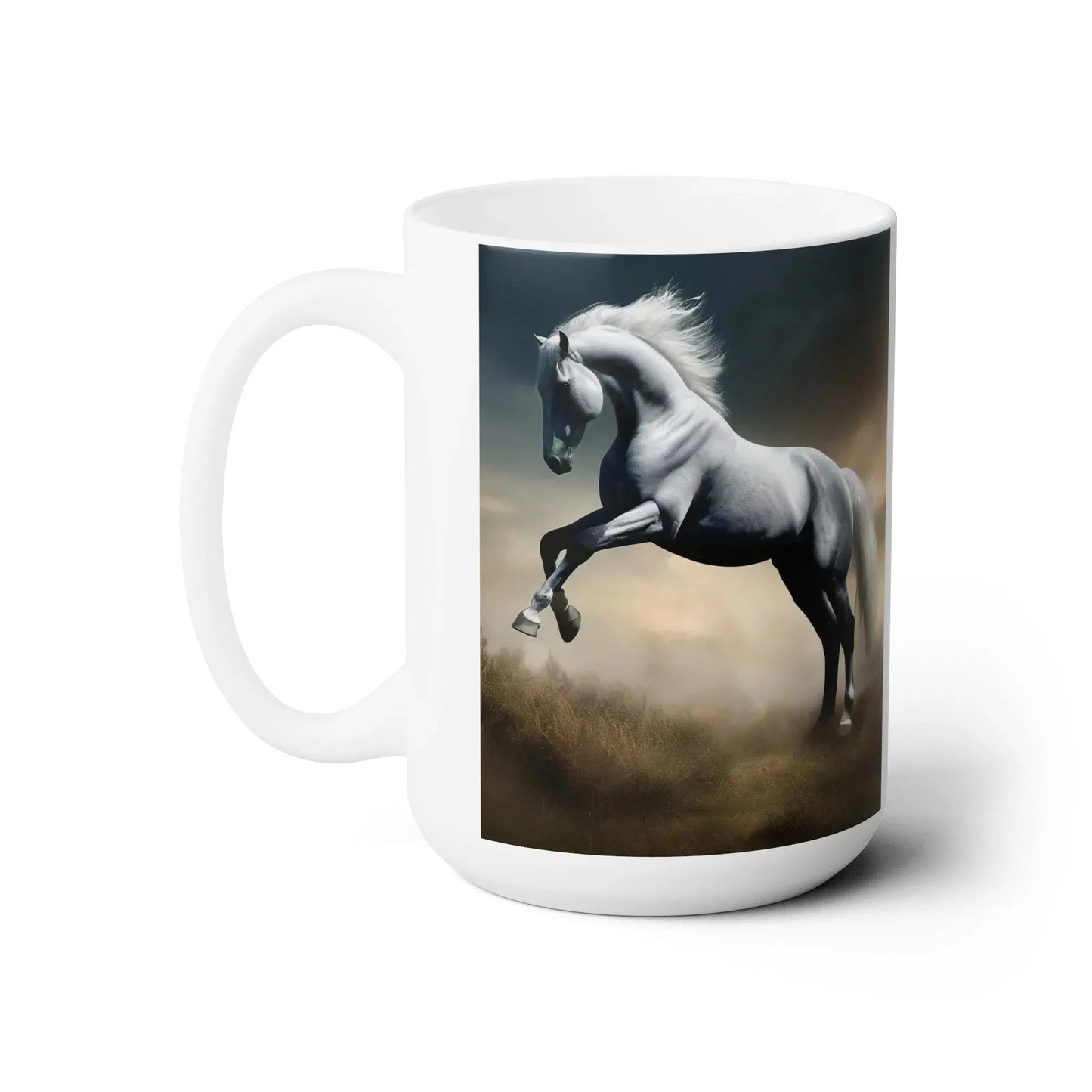 Ceramic Mug 15oz with White Horse - Mug World