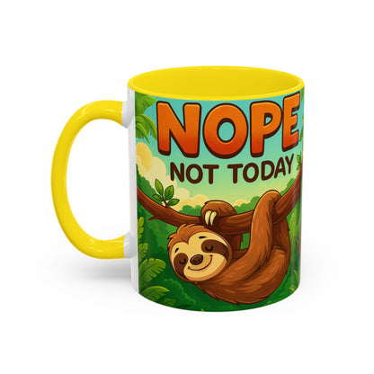 Sloth Nope Not Today-Themed Coffee Mug, Humorous Accent Mug for Animal Lovers, Perfect for Birthdays