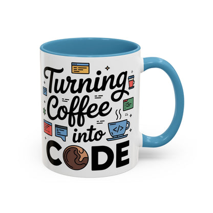 Turning Coffee into Code Mug, Programmer Gift, Coffee Lovers Cup, Tech Humor, Office Decor, Geeky Coffee Mug