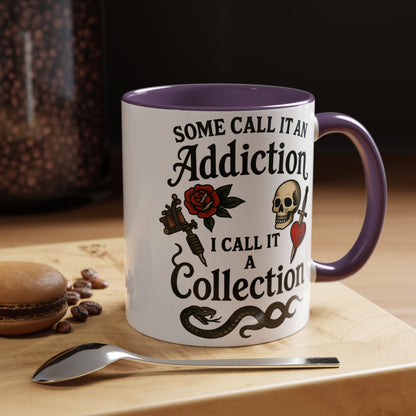 Tattoo Addiction Coffee Mug - Unique Gift, Skulls & Roses Design, Perfect for Collectors, Gothic Decor