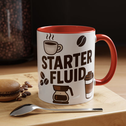 Starter Fluid Coffee Lover's Accent Mug – Perfect Gift for Birthdays, Holidays, or Office Use, Great for Your Morning Brew