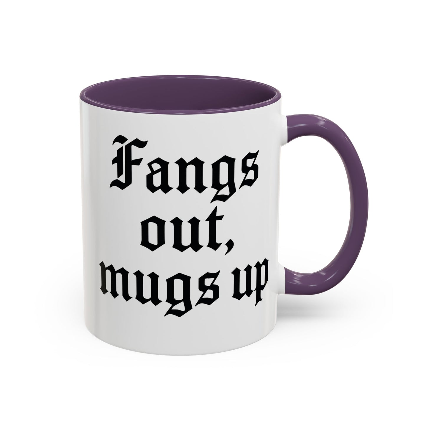 Gothic Coffee Mug, Fangs Out Mugs Up, Spooky Gift, Halloween Coffee Cup, Black Accent Ceramic Mug, Unique Drinkware