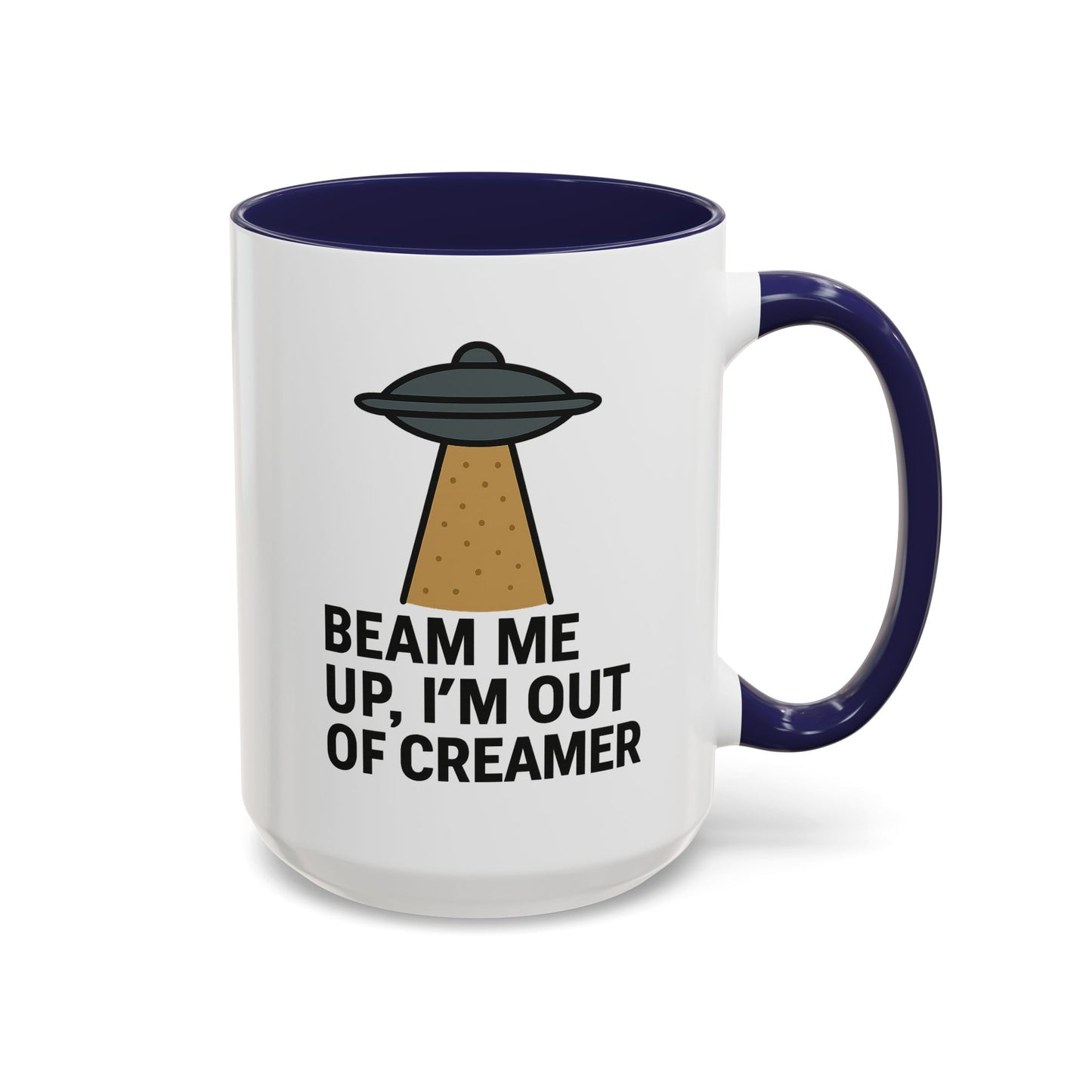 Funny Space-Themed Coffee Mug, Humorous Gift for Coffee Lovers, Out of Creamer, Alien Design, Quirky Kitchenware
