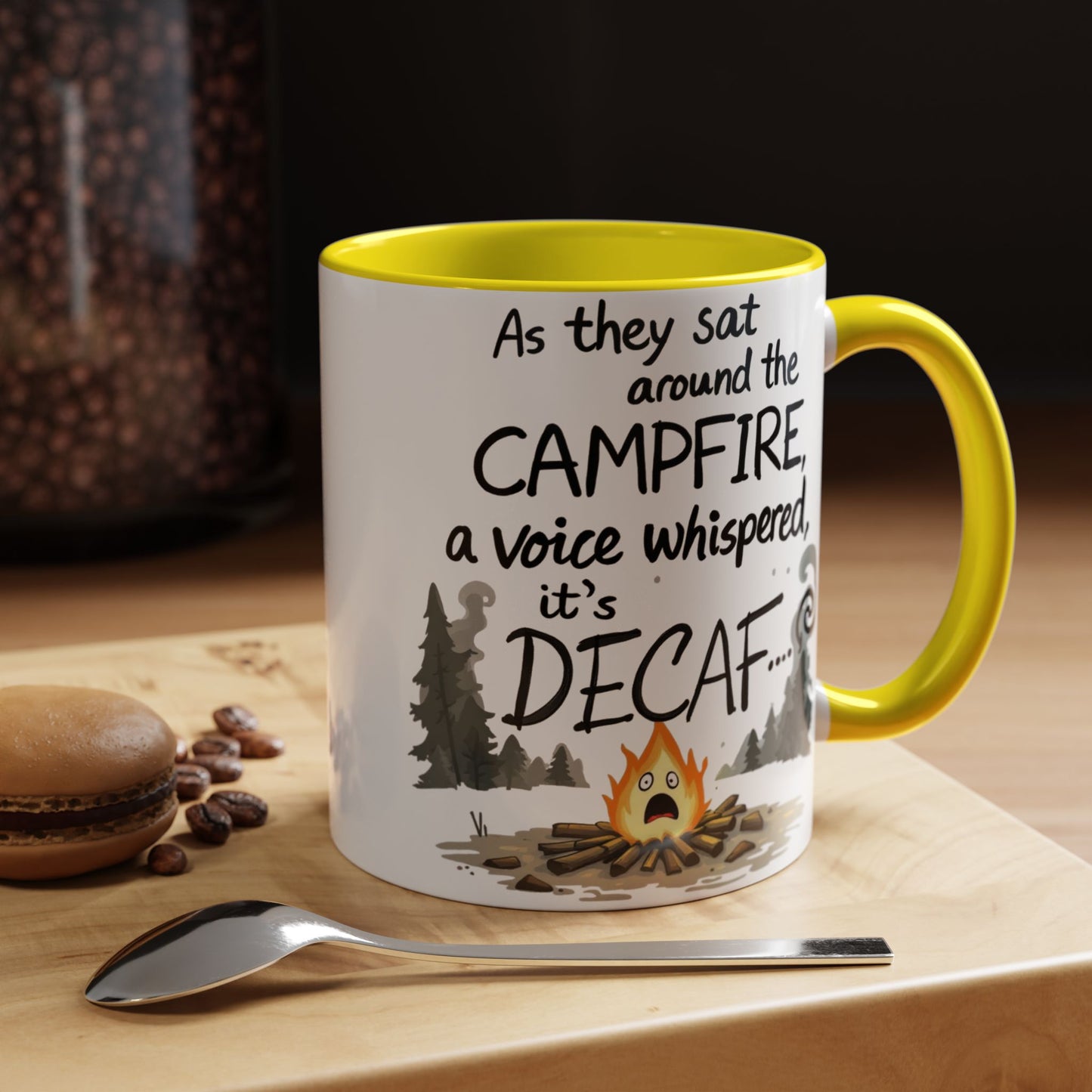 Scary Campfire Decaf Story Coffee Mug - Fun Gift for Outdoor Lovers, Camping, Hiking