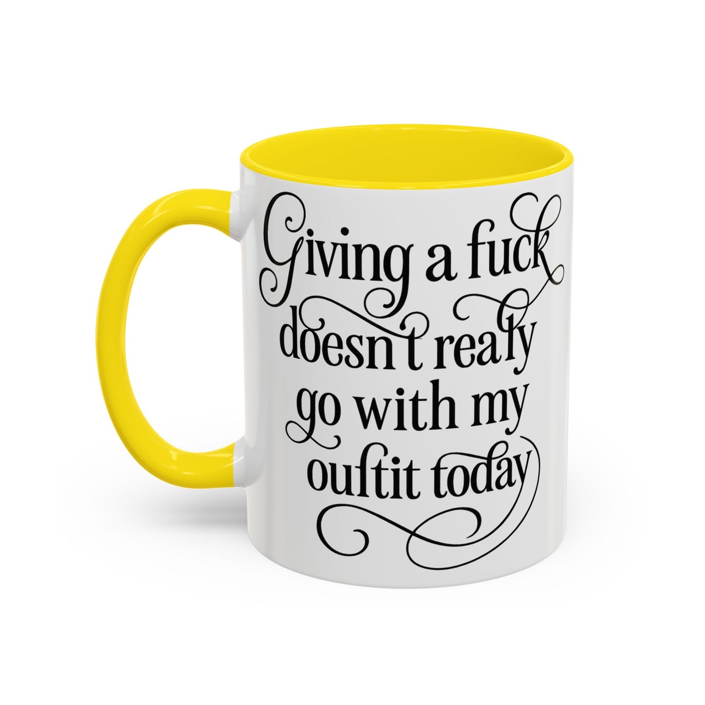 Sassy Coffee Mug, Giving a Fuck Doesn't Really go with my Outfit - Funny Mug, Black Accented Mug, Gift for Her