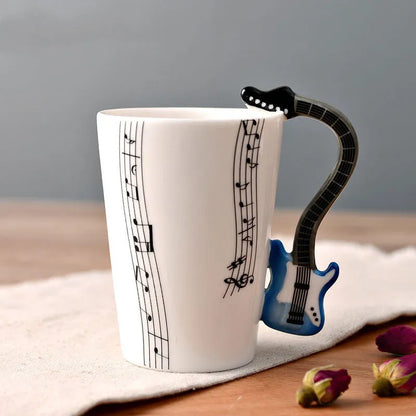 Music Notes with Instrument Handle ceramic mug porcelain cup - Mug World