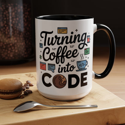 Turning Coffee into Code Mug, Programmer Gift, Coffee Lovers Cup, Tech Humor, Office Decor, Geeky Coffee Mug