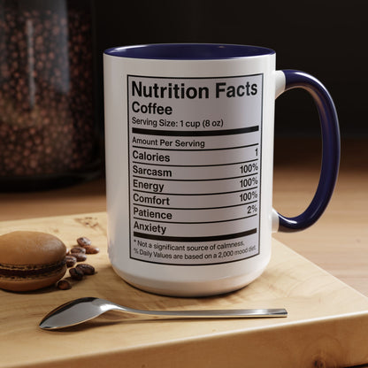 Humorous Coffee Nutrition Facts Mug, Funny Gift for Coffee Lovers