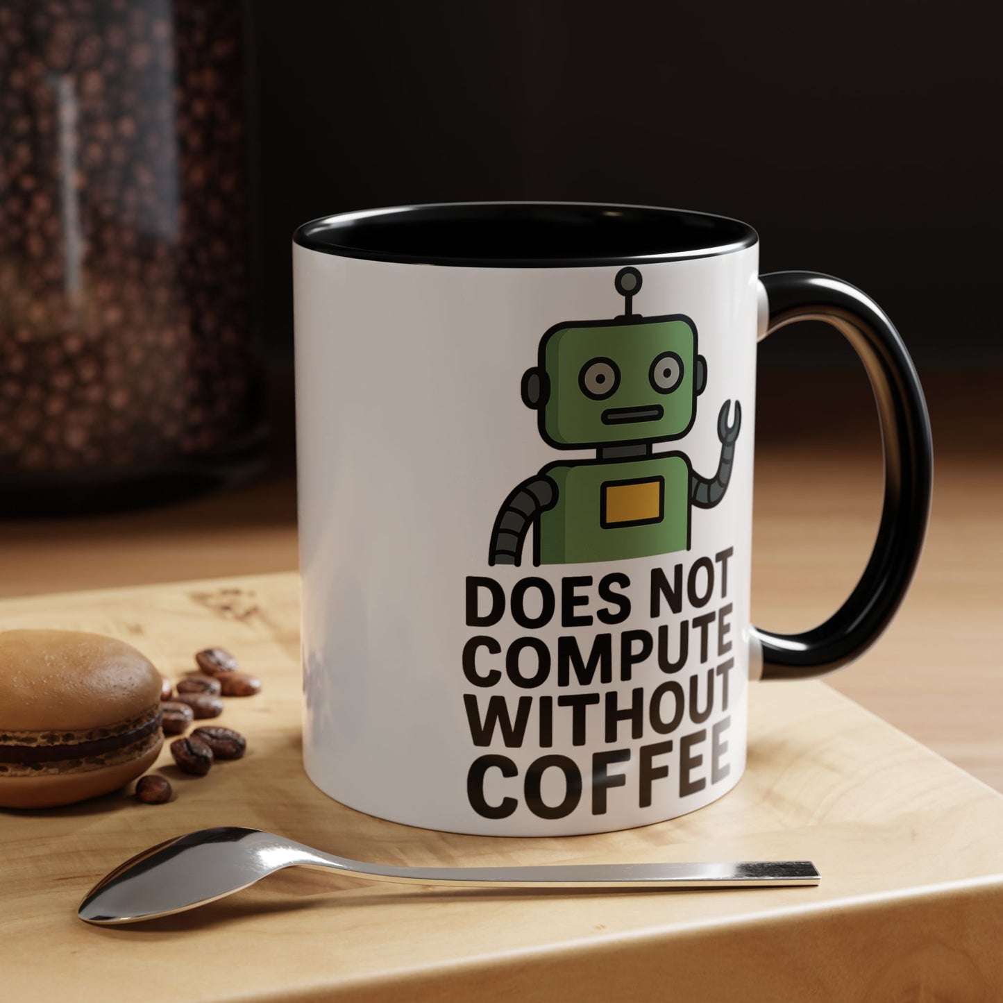 Funny Robot Coffee Mug | Does Not Compute Without Coffee | Gift for Tech Lovers, Office Humor, Geeky Kitchen Decor