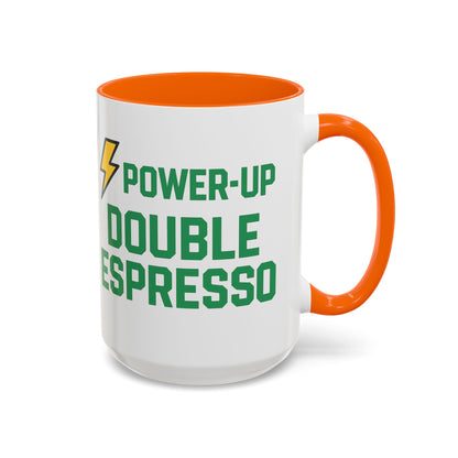 Power-Up Double Espresso Coffee Mug | Energizing Drinkware for Coffee Lovers, Gift for Baristas, Morning Motivation, Kitchen Decor