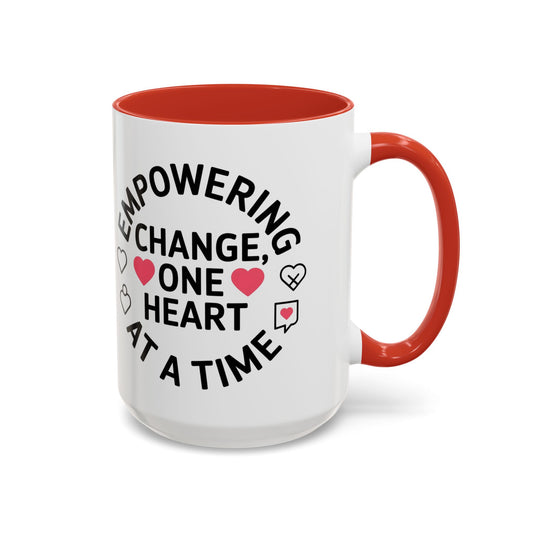 Empowering Change One Heart at a Time Accent Coffee Mug (11, 15oz)