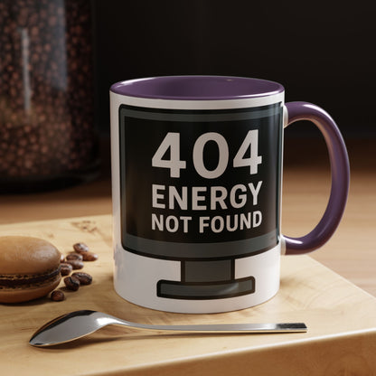 Humorous 404 Energy Not Found Coffee Mug, Funny Gift for Programmers, Unique Office Mug, Tech Lover's Gift, Coffee Lovers Mug