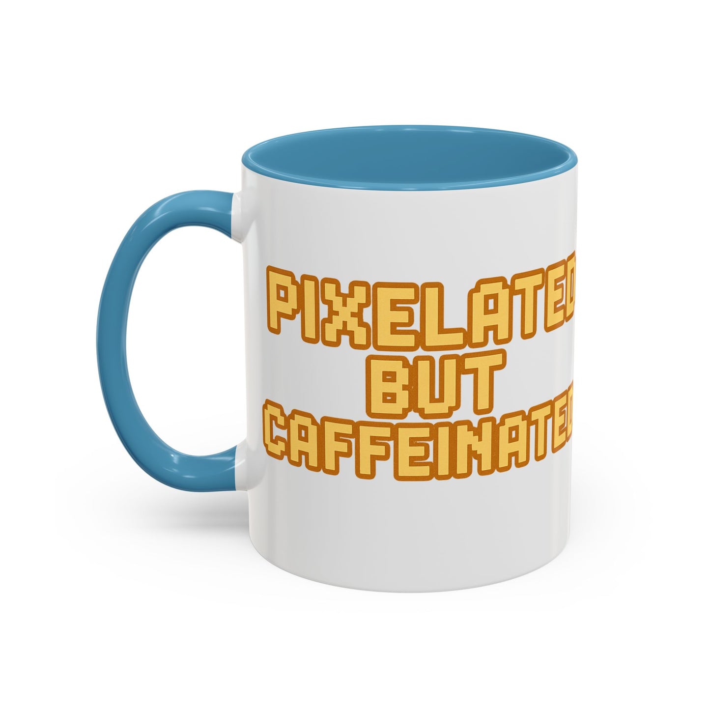 Pixelated Caffeinated Coffee Mug | Gamer Gift, Cute Coffee Cup, Retro Style Mug, Unique Gift for Him/Her, Home Office Decor