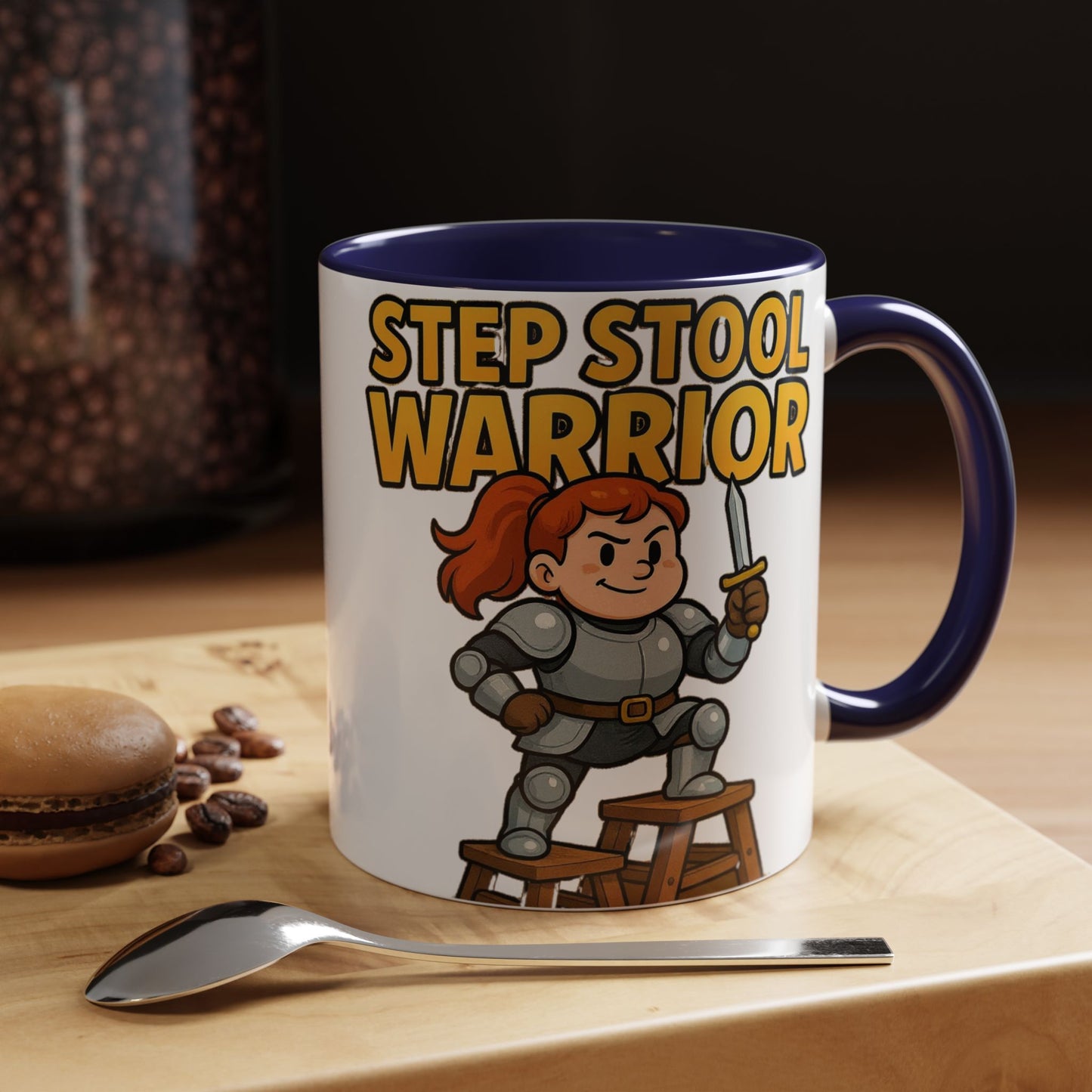 Step Stool Warrior Coffee Mug - Fun Gift for Kids, Unique Kitchenware, Playful Drinkware, Parenting Humor, Kids' Motivation