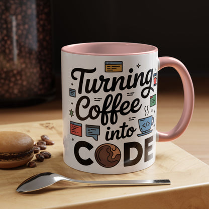 Turning Coffee into Code Mug, Programmer Gift, Coffee Lovers Cup, Tech Humor, Office Decor, Geeky Coffee Mug