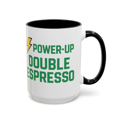 Power-Up Double Espresso Coffee Mug | Energizing Drinkware for Coffee Lovers, Gift for Baristas, Morning Motivation, Kitchen Decor