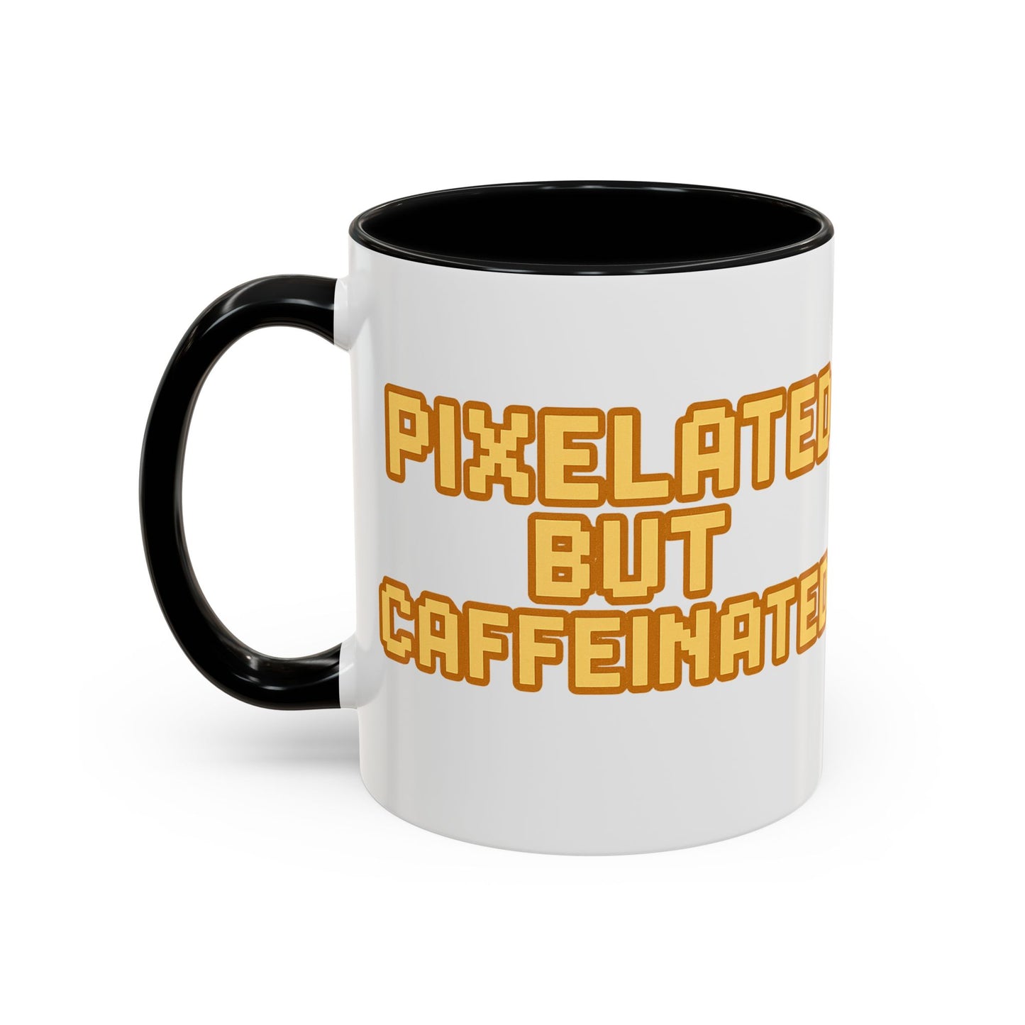 Pixelated Caffeinated Coffee Mug | Gamer Gift, Cute Coffee Cup, Retro Style Mug, Unique Gift for Him/Her, Home Office Decor