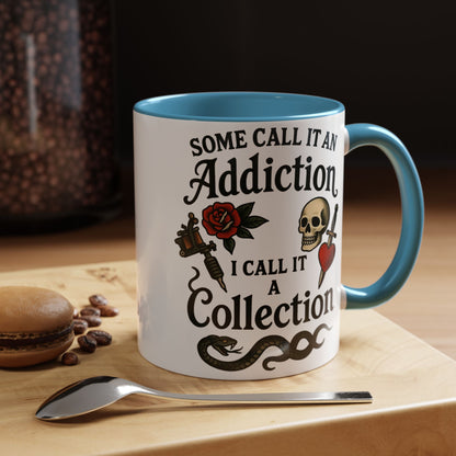 Tattoo Addiction Coffee Mug - Unique Gift, Skulls & Roses Design, Perfect for Collectors, Gothic Decor