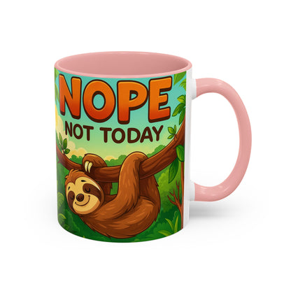 Sloth Nope Not Today-Themed Coffee Mug, Humorous Accent Mug for Animal Lovers, Perfect for Birthdays