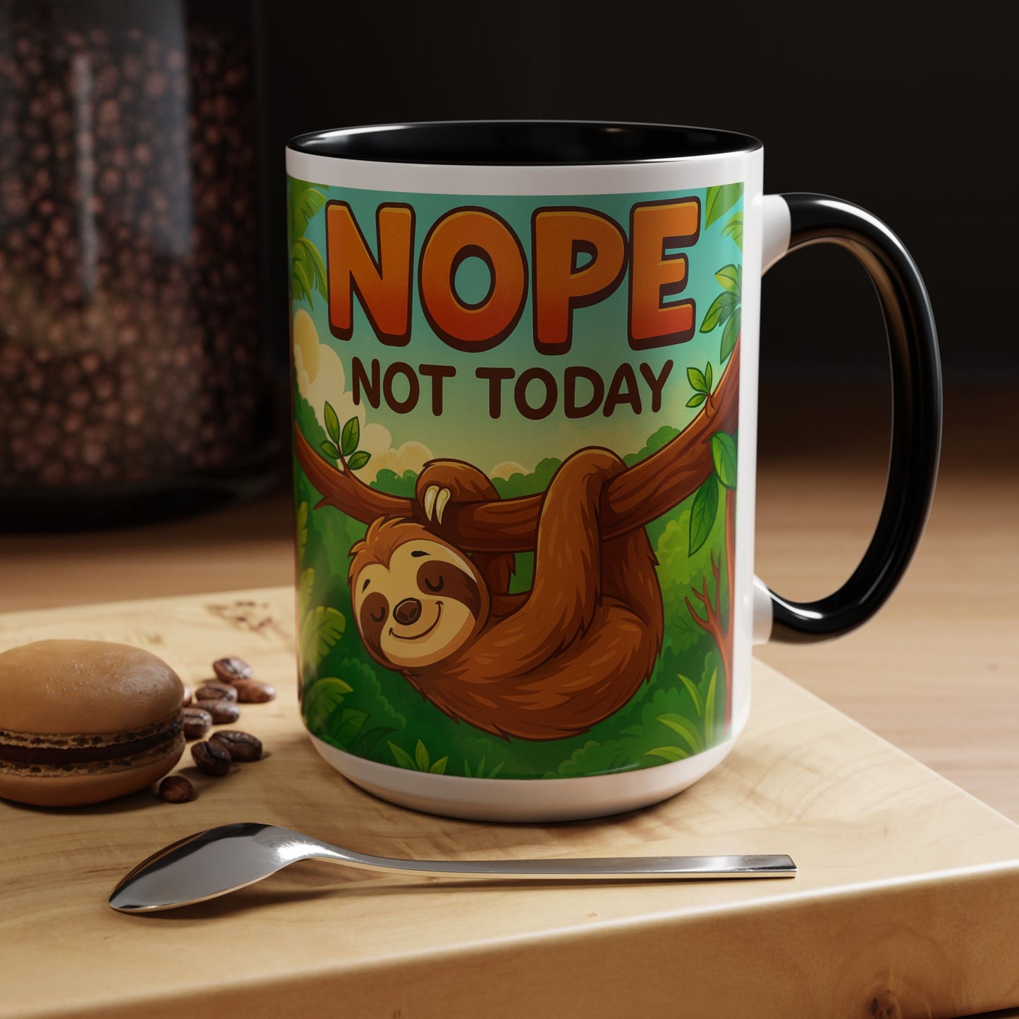 Sloth Nope Not Today-Themed Coffee Mug, Humorous Accent Mug for Animal Lovers, Perfect for Birthdays