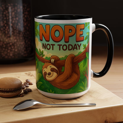 Sloth Nope Not Today-Themed Coffee Mug, Humorous Accent Mug for Animal Lovers, Perfect for Birthdays
